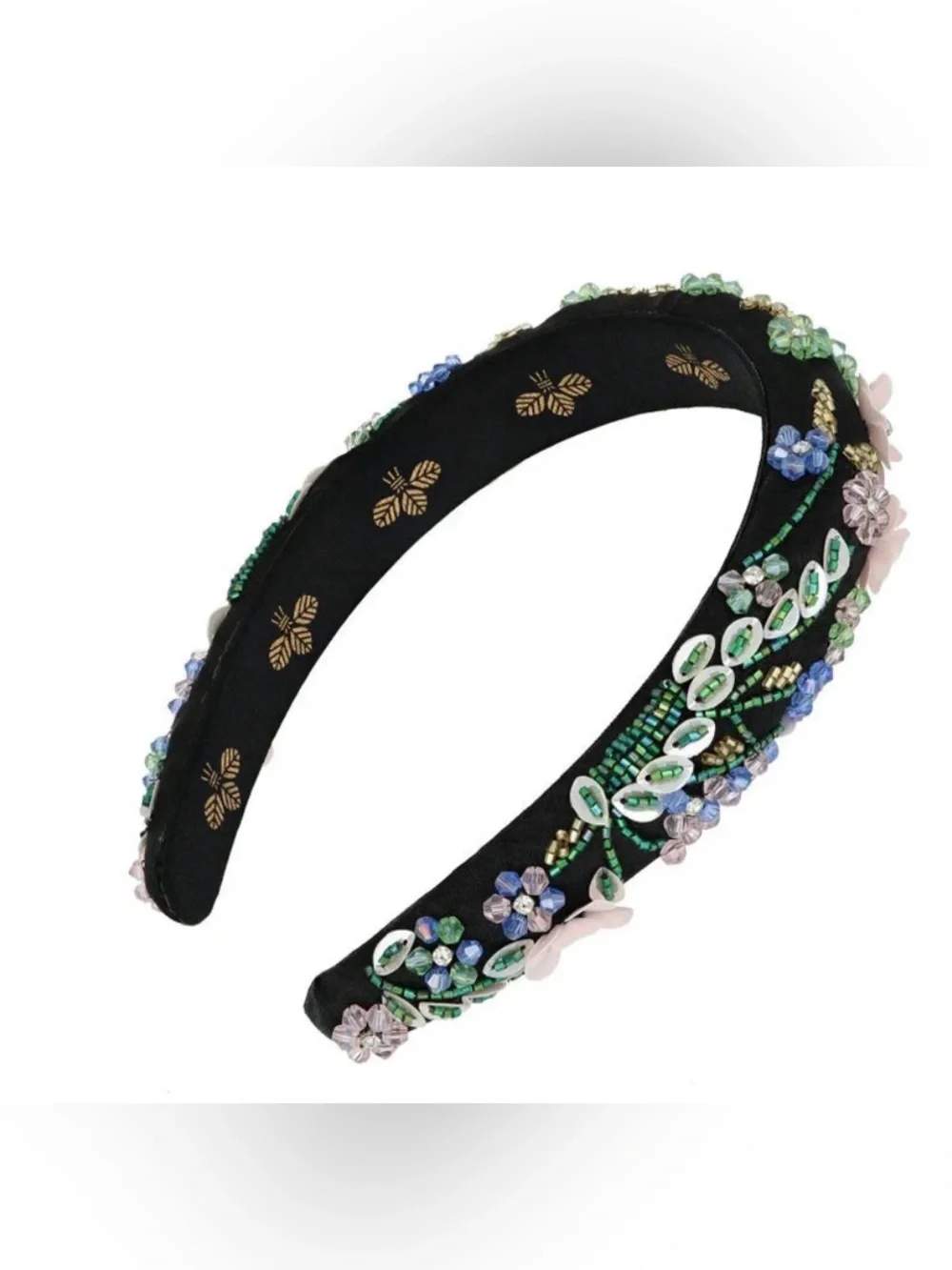 Embellished Black Floral Beaded Headband